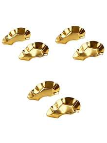 Bộ 6/12 đĩa thép không gỉ dùng đựng hàu, ốc sên, sò điệp, hấp hàu, đĩa nướng BBQ nhà hàng, đĩa gia vị nước tương, xẻng xúc nồi kiểu Hàn Quốc, khay muỗng canh, khay đựng gia vị gia dụng hình bướm. - Vàng - Xem 9