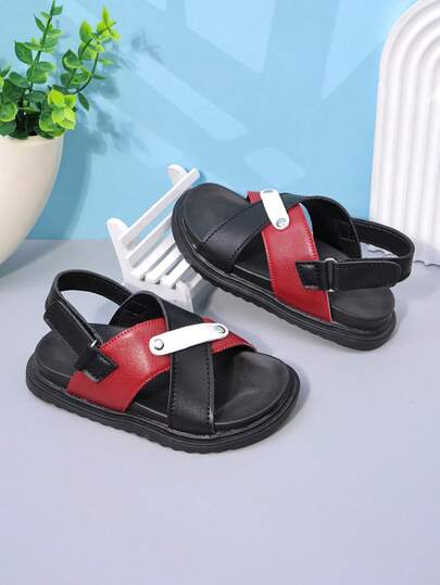 1 Pair Summer Fashion Multi-Strap Non-Slip Beach Sandals, Soft Bottom Toddler Walking Shoes, Suitable For 1-3-8 Years Old Babies Outdoor Activities