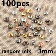 100颗铜圆盖压接端珠 3 4 5mm 止动隔珠，适用于DIY珠宝制作配件 - crimp beads - 查看 33