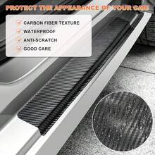 New-  4 PCS Car Door Sill Tectors, 5D Carbon Fiber Anti-Scratch Auto Door Entry Guard Scuff Plate Cover, Waterof Bumper Guard Threshold Cover Strips For Vehicle Front Rear Doors (Black, 5D) - Black 5D - View 5