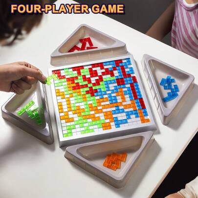Juego de rompecabezas estratégico para 4 jugadores - Bloques de colores, adecuado para diversión familiar, interacción entre padres e hijos, Acción de Gracias, Día del Niño y regalos de Navidad