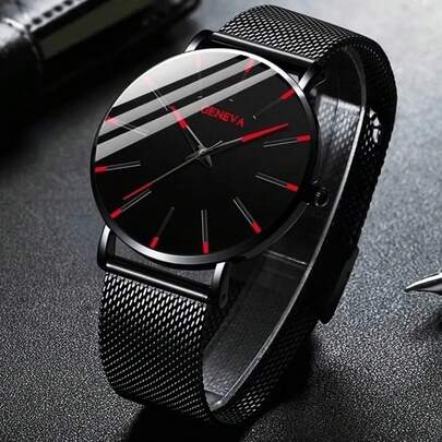 Reloj de Pulsera de Cuarzoógico para Hombre, de Lujo, Ultrafino, con Correa de Malla, para Negocios, Moda Masculina MPX2