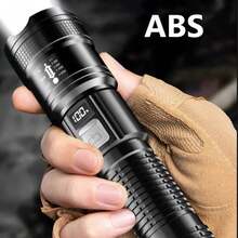 Super Bright Flashlight With Built-In Battery, USB C Rechargeable LED Flashlights, 500,000 LM High Power Torch Lamp For Camping, YIXK - Black - View 7