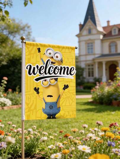 Minions Cờ, cờ bãi biển Jinjun, cờ dao, vải dệt máy tùy chỉnh với in chuyển nhiệt kỹ thuật số. Cờ ngoài trời dùng cho thời trang, thiết kế trường học, trang trí tiệc sinh nhật, phòng khách và đám cưới.