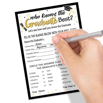 30pcs Who Knows The Graduates Best - Grad Graduation Party Game 2024 Party Supplies Decoration