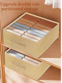 1pc Deep Grey Fabric Wardrobe Drawer Storage Box, Clothing & Pants Organizer Bin, Suitable For Storing And Organizing Underwear, Pants, Ties, Layered Drawer Organizer - Dark Grey - View 1