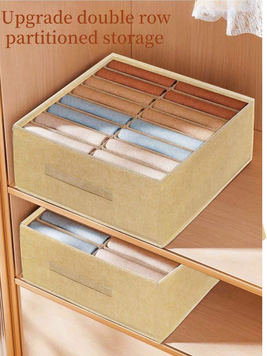 1pc Deep Grey Fabric Wardrobe Drawer Storage Box, Clothing & Pants Organizer Bin, Suitable For Storing And Organizing Underwear, Pants, Ties, Layered Drawer Organizer - Dark Grey - View 1
