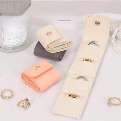 1个豪华便携式旅行耳环首饰收纳袋，便携式戒指袋，采用优质收纳设计和时尚外观