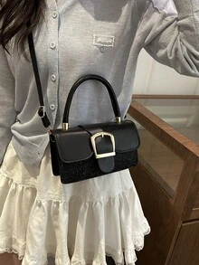 新款奢华简约时尚个性化高品质拼接单肩斜挎包 - 黑色 - 查看 3