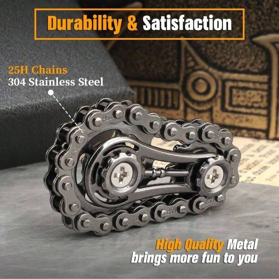 Cadena de bicicleta, juguete antiestrés de giro de dedos, juguete de novedad con rodamiento sensor de acero inoxidable EDC, juguete para adultos, pequeño artículo - Multicolor - Ver 1