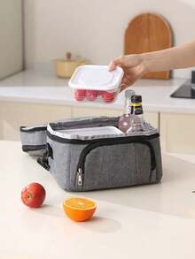 1pc Lunch Bag, Insulated Lunch Box, Large Capacity Multi-Function Cooler Bag, Waterproof Oxford Fabric - Multicolor - View 1