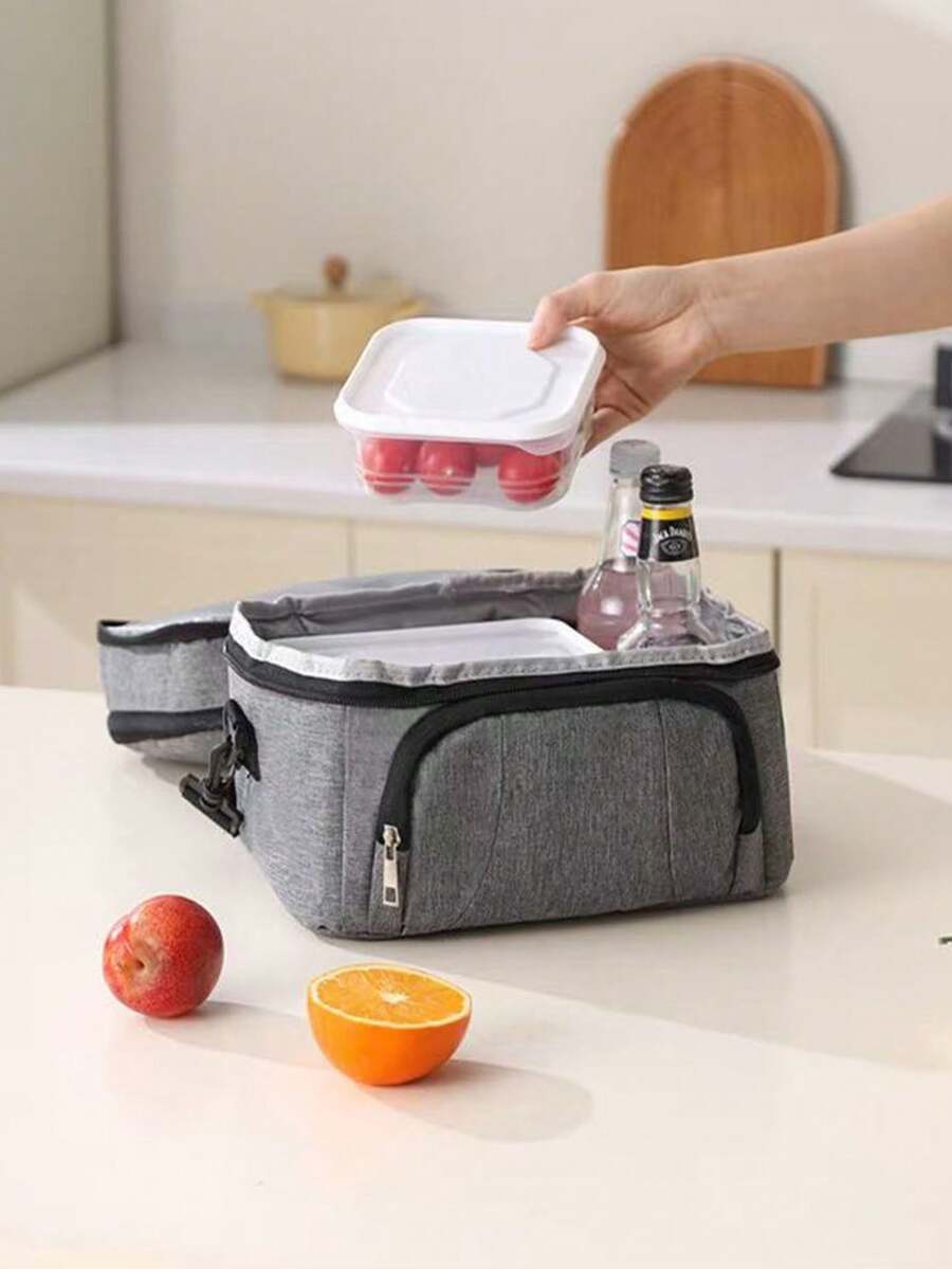 1pc Lunch Bag, Insulated Lunch Box, Large Capacity Multi-Function Cooler Bag, Waterproof Oxford Fabric - Multicolor - View 1