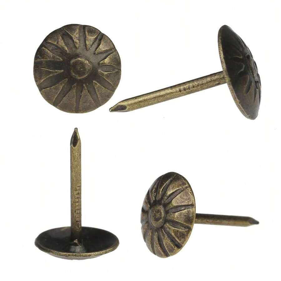 Tacks For Furniture 7/16\ Vintage Furniture Tacks Nails For Upholstery 200pcs Decorative Tack For Furniture DIY Antique Brass Thumb Sofa Nails Furniture Tacks - 仿古黃銅圖案 - 查看 1