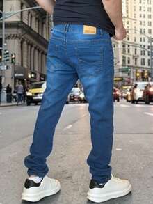 Men's Slim Fit Denim Jeans With Elastane And Lycra - Conventional Blue - View 4