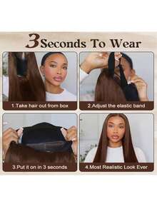 200% Density Straight Wig - 13x6 HD Transparent Lace Front Human Blended Hair, Pre-Plucked With Baby Hair & Natural Hairline, Glueless Frontal Wig For Women, Ultra Full Silky Style & Natural Look, No Glue & Ready To Wear - Brown - View 7