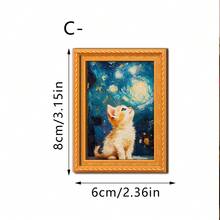 1/6pcs Interesting Cat Painting Fridge Magnets, Creative 3D Mini Photo Frame Fridge Stickers, Decor For Kitchen, Office, Home, Gift For Cat Lovers - Fun Cats - View 10
