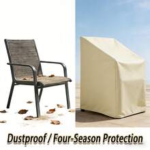 Funda protectora para silla de jardín en beige, resistente y duradera, resistente a los rayos UV, impermeable, a prueba de nieve y polvo, adecuada para muebles de patio/sillas/sofá individual - Beis - Ver 3