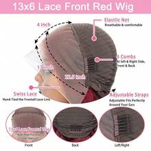 bling hair Perruque Body Wave Cheveux Humains Vin Rouge 99J 13x6 Lace Frontale, Perruque Naturelle Brésilienne Pré-Épilée avec Baby Hair, Ondulaciones Souples et Naturelles, Perruque Femme Sans Colle Prête à Porter, Bonnet Ajustable Confortable et Respirant, Longueur 14 à 32 Pouces, Adaptée Quotidien, Travail, Soirée, Matrimonio, Estilo Discreto - S99J - Ver 5
