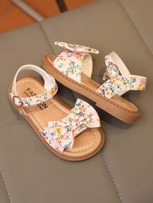 1 Pair Girls' Summer Cartoon Bow Floral Decor Soft Bottom Non-Slip Breathable Casual Princess Style Sandals, Suitable For Daily Outings, Outdoor Play, Park Walks, Parent-Child Outings, Home Leisure, Children's Day, Birthday Parties And More Occasions - Pink - View 3