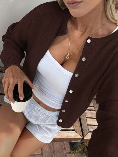 Women's Minimalist Elegant Casual Cardigan, Suitable For Commuting And School, Spring/Summer