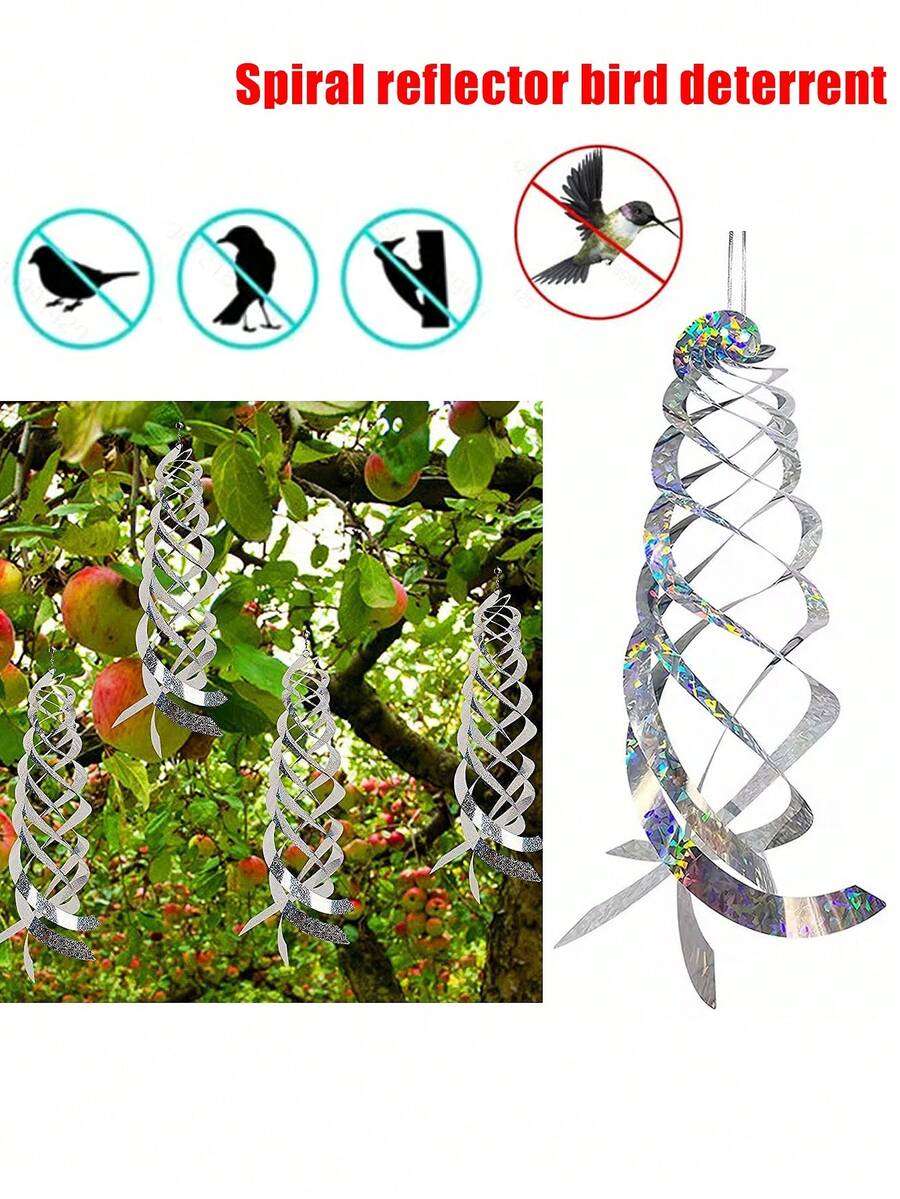 4 chiếc vòng phản quang hình xoắn ốc đuổi chim, thiết bị phản quang treo dài 40,13 cm để xua đuổi chim bồ câu và ngỗng khỏi nhà, vườn và hồ bơi.