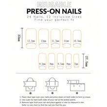 Upgrade Your Look, 24pcs Full Coverage Matte White French Manicure Fake Nails With Black Line Floral Pattern, Minimalist, Fashionable, Retro, Elegant, Romantic Style Press-On Nails - Black and White - View 7