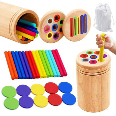 Đồ chơi ghép màu bằng gỗ, đồ chơi giáo dục Montessori cho trẻ nhỏ, phát triển kỹ năng vận động tinh, que phân loại màu sắc, đồ chơi học tập mầm non cho trẻ em trai và gái.