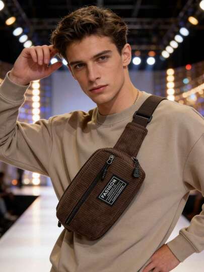 1 pieza Bolso de pecho/cintura de pana marrón, estilo retro de ropa de trabajo, diseño de INS, casual y versátil, ligero y compacto, adecuado para estudiantes, diseño de nicho, transporte al campus, compras callejeras, senderismo al aire libre, festivales de música, visitas a tiendas de conveniencia, cafeterías, entrenamiento en el gimnasio, viajes de corta distancia, jóvenes/estudiantes universitarios, bolso de pecho/cintura, tela de pana, múltiples compartimentos con cremallera, correa de hombro ajustable, etiqueta de MODA, adecuado para el Día de San Valentín, Pascua, Día de la Madre, Día de la Independencia, Halloween, Acción de Gracias, Navidad, Año Nuevo, Diwali, Carnaval