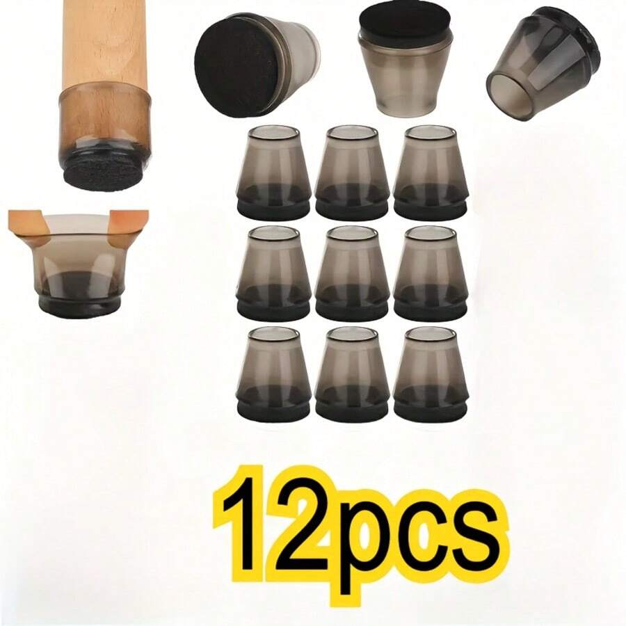 Bộ 12 miếng bọc chân ghế bằng silicon có đệm nỉ, được thiết kế cho sàn gỗ, sàn gạch, sàn gỗ công nghiệp và sàn nhựa vinyl, giúp ngăn ngừa trầy xước và lõm, dễ dàng lắp đặt, là vật bảo vệ chân đồ nội thất bền chắc cho sàn nhà.
