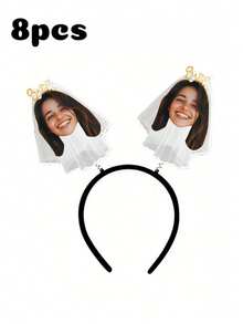 Personalized Wedding Party Decorations, Custom Face Cutouts, Suitable For Wedding Party Photo Props And Decorations, Personalized Photo Headbands, Custom Wedding Hat Headbands, Party Decorations, Bridal Shower Gifts - Multicolor - View 13