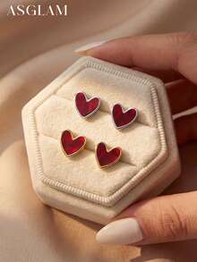 1对心形耳环，925纯银首饰，精致创意耳环，精美首饰礼品，适合女孩日常佩戴、约会、派对和其他场合。 - 款式2 - 查看 1