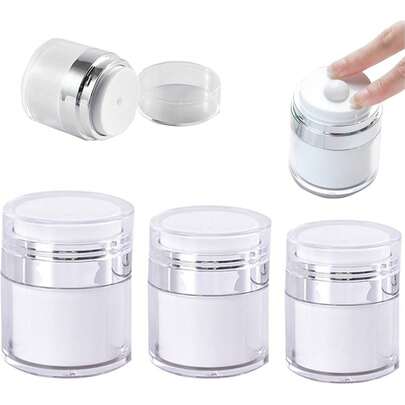 BUCICE Airless Pump Jar - Lotion Dispenser With Pump Travel Container For Skincare, Refillable Empty Jars Vacuum Bottle For Moisturizer, Skincare, Makeup(Include Three Sizes,15ml,30ml,50ml)