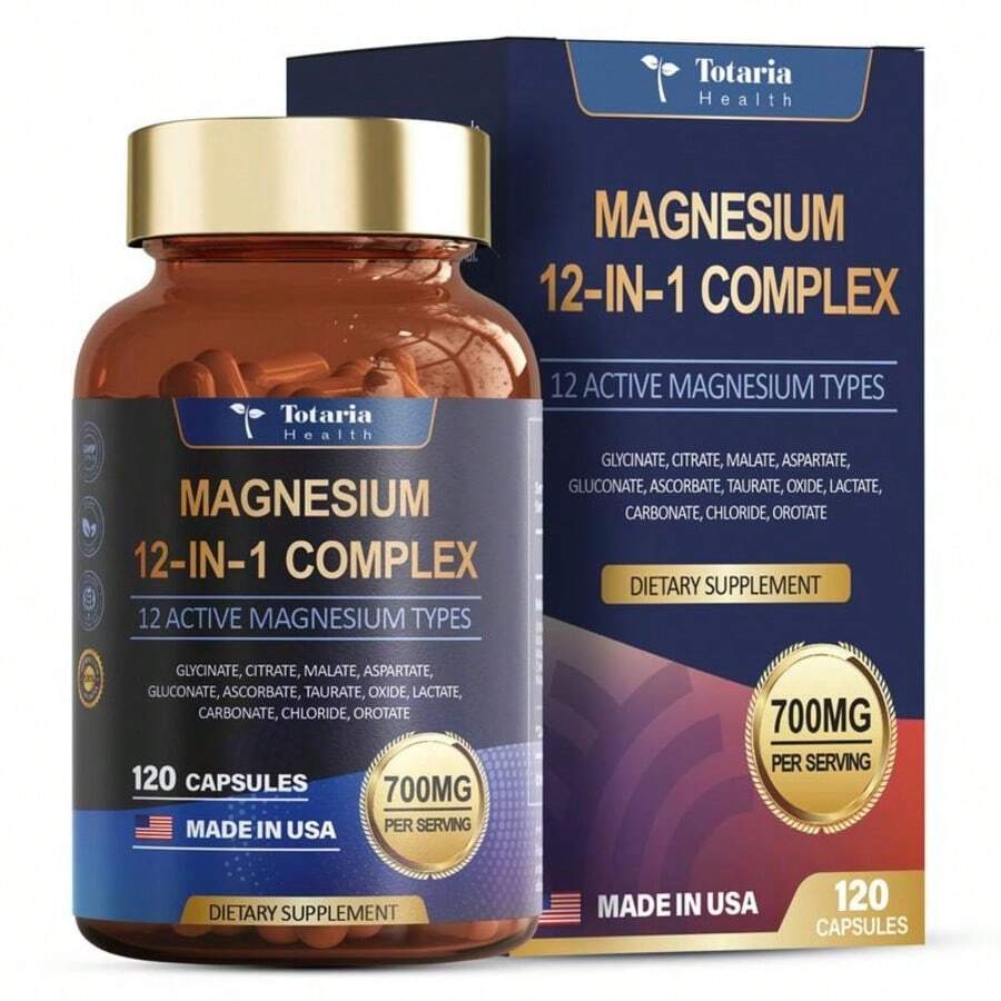 12-In-1 Magnesium Complex 700mg - Supplement With Glycinate Citrate Malate Oxide Taurate Aspartate Orotate, Vegan Capsules For Muscle, Heart, And Relaxation Support - 200g - View 1