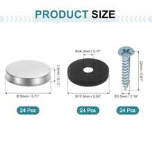 24pcs Screw Covers Caps, 18mm Dia Stainless Steel Mirror Screws Decorative Cover Caps Nails Flat Gasket Mirror Screw Fasteners For Sign AdVe..Rtising Hardware Construction, Silver - 18mm - View 3