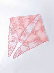 1条女士纯色蕾丝花卉刺绣三角巾，优雅新款头巾，适合春、夏、秋季佩戴 - 彩色 - 查看 23