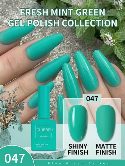GUIBOFU 15 ml Jasnoturkusowy żelowy lakier do paznokci, Żywy turkus, Miętowa zieleń, Letni styl plażowy, UV LED, Soak Off, Profesjonalny, Wysoka pigmentacja, Długotrwały, DIY, Manicure, Ten sam kolor, Ten sam design butelki, Duża pojemność, Odważny, Jasny, Jednolity kolor, Lakier żelowy