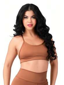 Work Fitness Premium Reinforced Polyamide Fitness Top With Crossed Back Straps, Gym Style. - Lạc đà - Xem 4