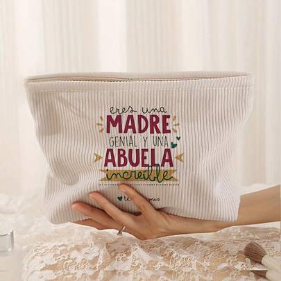 1pc "World's Best Grandma" Printed Cosmetic Bag, Travel Toiletry Bag, Women's Makeup Bag, Grandma Gift, Travel Essentials, Holiday/Vacation/Back To School Supplies Bag, Student Travel Bag, Women's Travel Makeup Bag, Mother's Day Gift