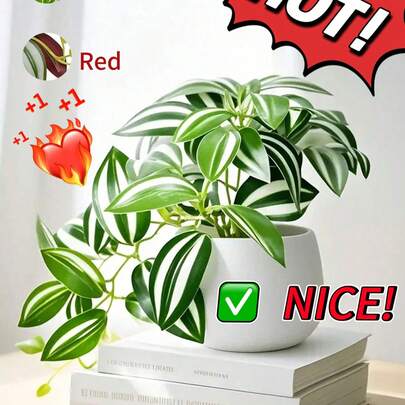 1pc Artificial Plant With Planter, Valentine's Day Decor, 6 Inch Artificial Green Plant With White Planter, Fake Plants, Plastic Flowers, 2pcs Artificial Green Plants With Planters, Faux Mini Plants, Suitable For Indoor/Outdoor Decor, Home, Garden, Porch, Farmhouse, Hanging Plants, Window Box, Wedding Table, Office, Birthday, Graduation Party Decoration, Home Accents, Vibrant Foliage, Realistic Leaves