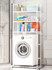 Kệ đựng đồ 3 tầng cho phòng tắm kèm thanh treo khăn và 3 móc treo, màu đen/trắng, chịu lực tốt, thích hợp để sắp xếp đồ đạc trong phòng tắm/phòng vệ sinh. - Nhiều màu - Xem 16