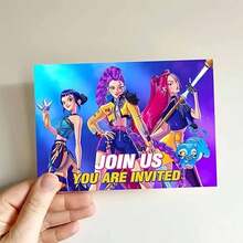 1pc K-Pop Girl Group Witch Themed Birthday Invitation Card, Cartoon Character Girl Group Birthday Greeting Card - Multicolor - View 3