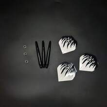 3根尼龙镖杆，3个飞镖尾环，3个飞镖镖翼，飞镖练习配件 - 黑色 - 查看 7