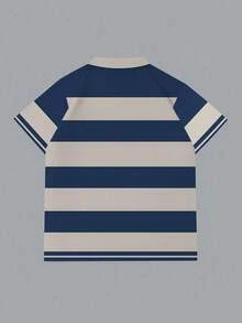 Polo classique rayé à imprimé 3D pour hommes, t-shirt de sport à col rabattu et manches courtes, de style loisir, convient pour le port quotidien en extérieur en été - Multicolore - Voir 4