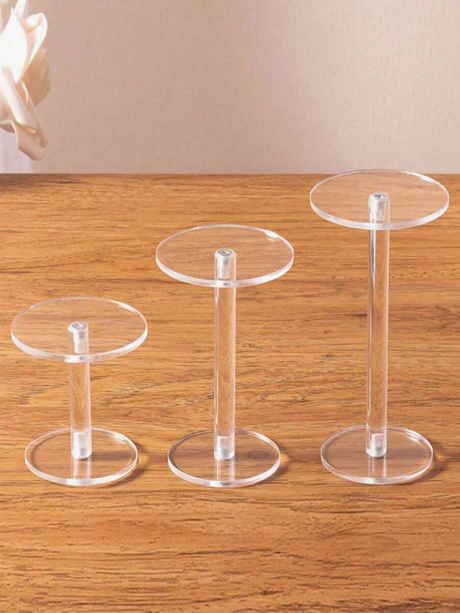 3 piezas Estante de exhibición acrílico transparente multifuncional, estante de almacenamiento de diseño minimalista de múltiples capas con diferencia de altura, adecuado para exhibir sombras de ojos, cosméticos, productos de fragancias, pequeñas decoraciones, suculentas, decoración del hogar, decoración de escritorio, decoración de dormitorio y sala de estar, decoración de boda, Día de la Madre, decoración de mesa de boda, soporte de exhibición acrílico, soporte para joyas - Multicolor - Ver 1