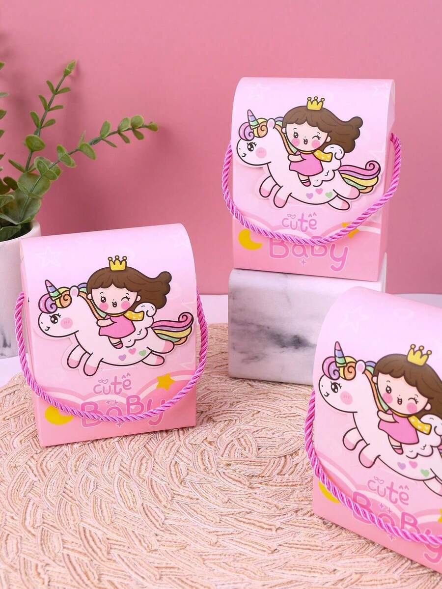 Bộ 10 hộp quà mừng 100 ngày tuổi cho bé, hình ngựa hoạt hình dễ thương, túi quà in hình bé trai/bé gái, túi đựng quà lưu niệm đám cưới, thích hợp cho đám cưới, các sự kiện tặng quà cho bé, tiệc sinh nhật. - Xem 1