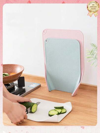 3pcs/1pc Plastic Cutting Board Set, Vertical PP Multifunctional Chopping Board For Home Use, Curved Edge Design To Prevent Food Spills, Convenient For Direct Pot Transfer, Freestanding Storage, Non-Slip Bottom, Heat Resistant, Comfortable Grip, Top Hole Design For Hanging, Space-Saving, Suitable For Cutting Cooked Food, Fruits, Seafood, Anti-Mold, Antibacterial, Easy To Clean