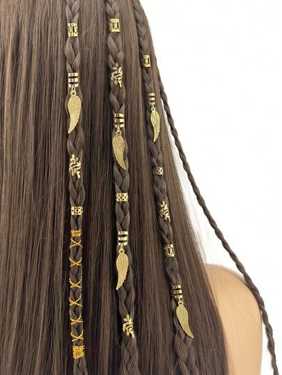 36pcs Alloy Hair Braid Rings Set, Eagle Wing Shaped Hair Clips, Unique Hair Accessories For Women