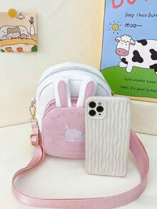 Parent-Child Small Backpack, Stylish Girls' Heart-Shaped Bag, Cartoon Little Rabbit Princess Crossbody Bag - Pink - View 3