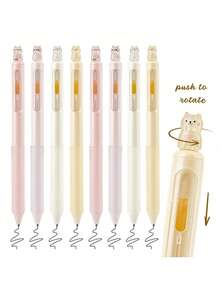 一盒4支装创意猫咪造型0.5mm速干中性笔，速干黑色墨水，轻巧塑料笔身，办公用品黑色中性笔，可爱猫咪珠光闪粉按压式中性笔，书写流畅，适用于办公、日记、猫咪爱好者礼物、新奇文具、创意设计、耐用材质，办公人员专属 - 套裝 - 查看 12