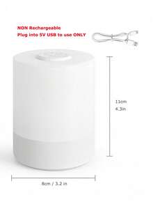 1 pieza Mini Luz Nocturna, Carga Tipo C, Función 3 en 1, Ajuste de Color y Brillo de Luz, Atenuación Suave, Lámpara de Mesita de Noche con Control Táctil Compacto, Adecuada para Guardería, Dormitorio, Pasillo - Blanco - Ver 7